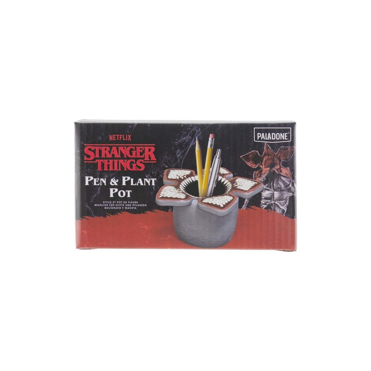 Stranger Things Stifte- und Pflanzentopf in Form eines Demogorgon-Kopfes mit Stiften.