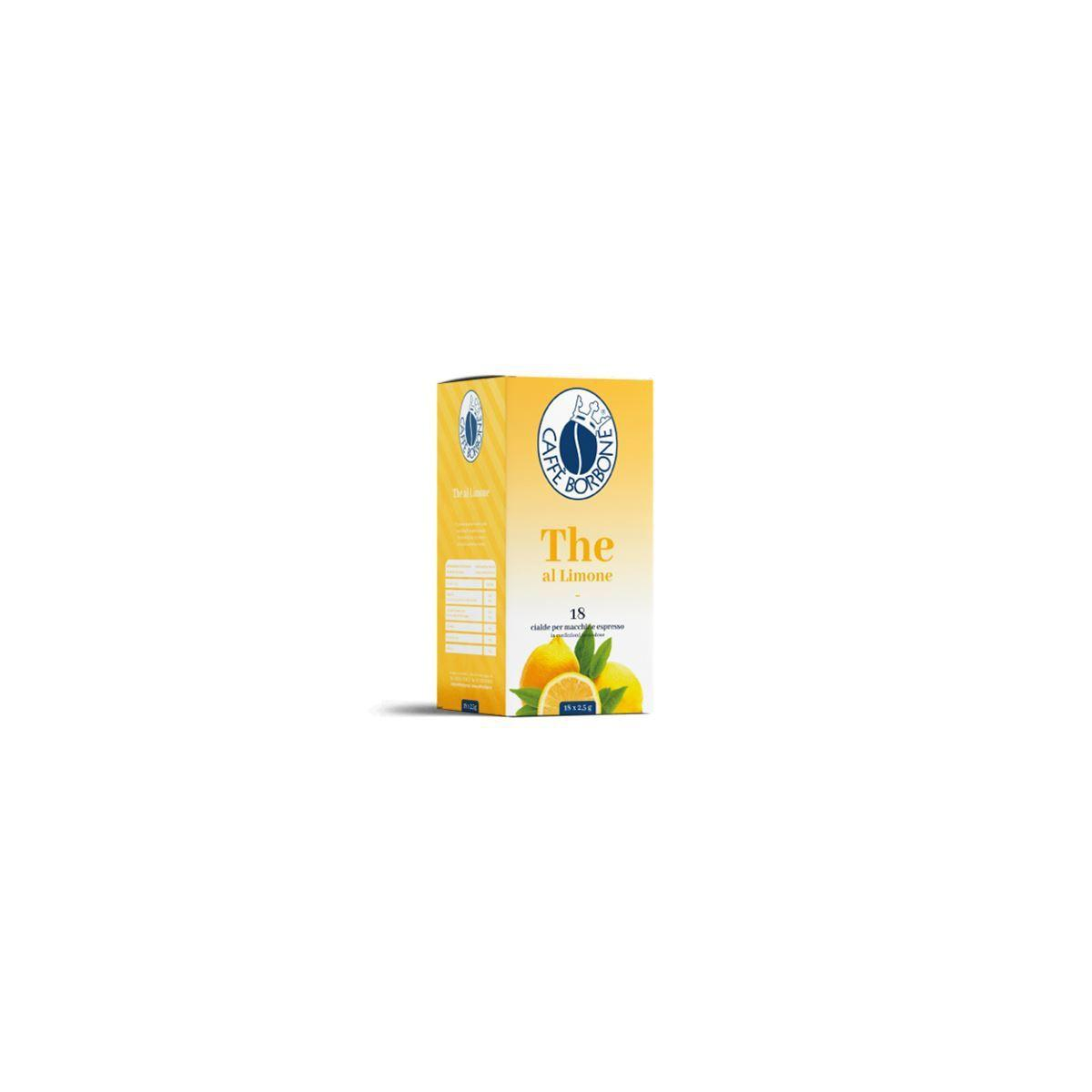 Scatola gialla con Tè al Limone Caffè Borbone, 18 cialde.