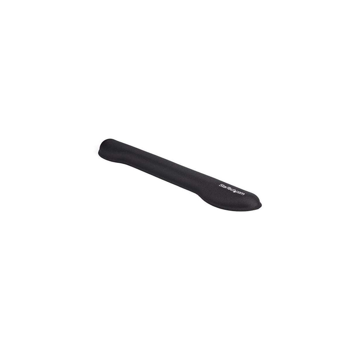 Un soporte de reposamuñecas negro con el logo de StarTech.com.