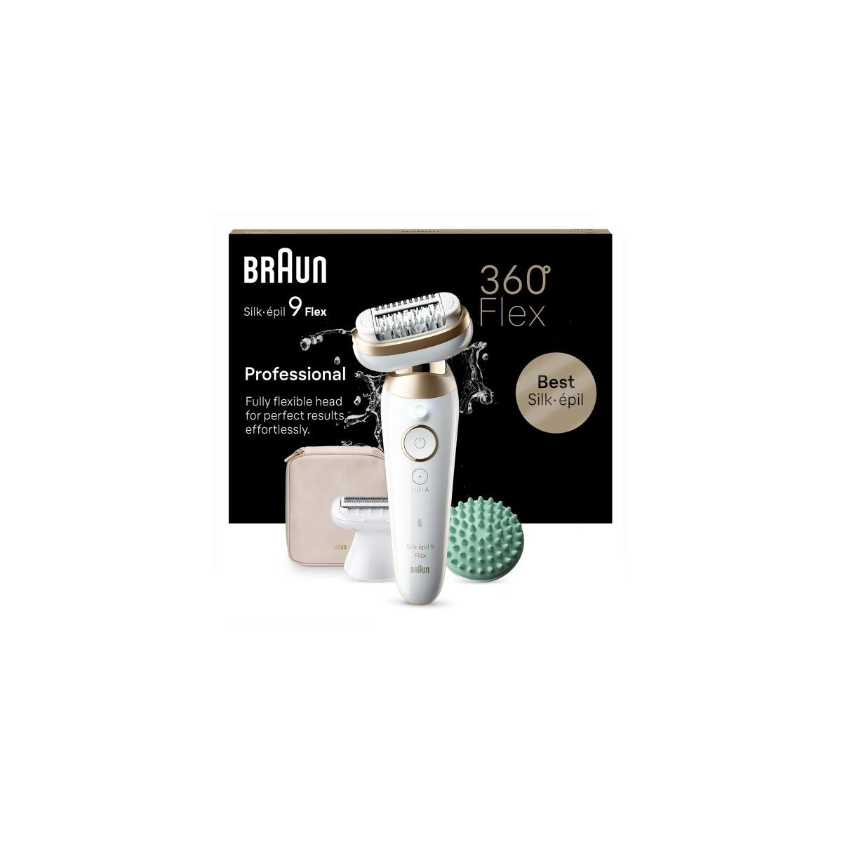 Epilatore Braun Silk-épil 9 Flex con testina 360° Flex, accessori e custodia.