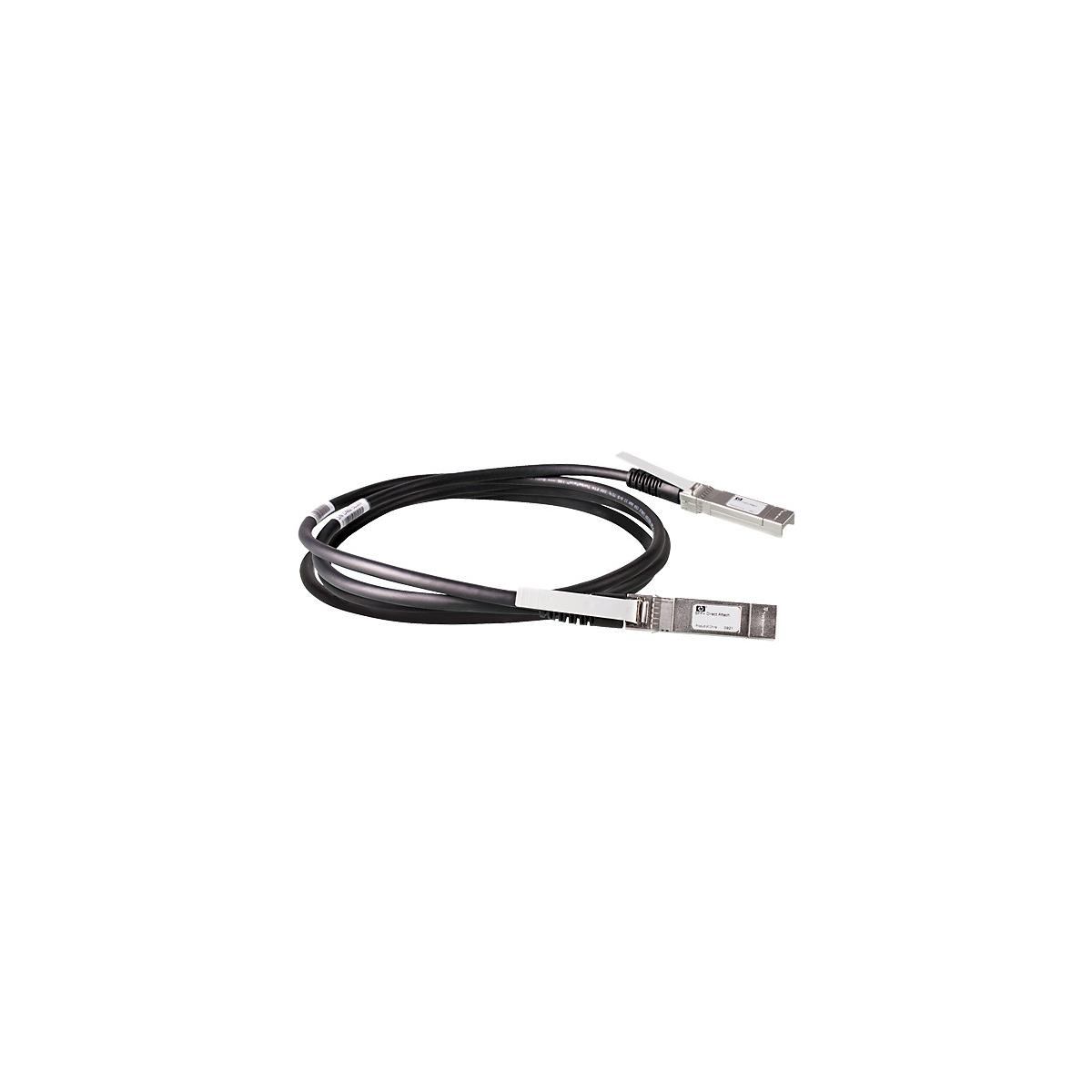 Ein schwarzes Kabel mit zwei silbernen Anschlüssen auf weißem Hintergrund.
