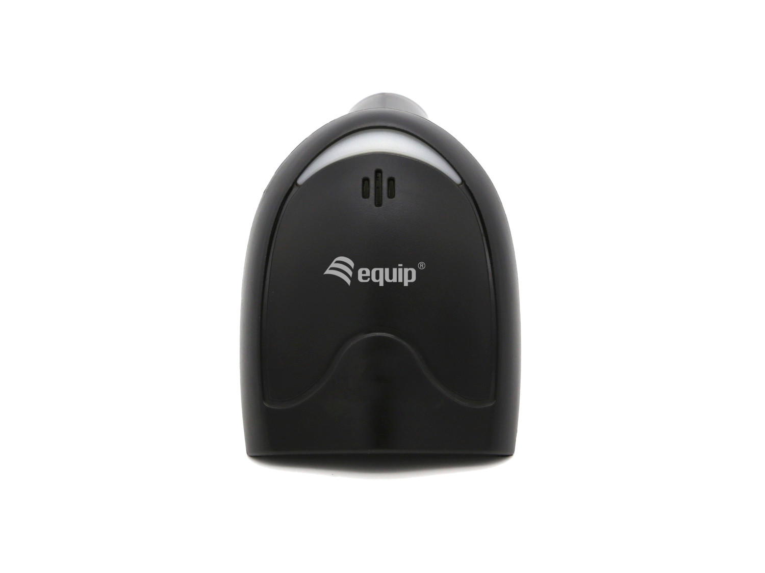 Scanner di codici a barre nero con logo Equip, su sfondo bianco.