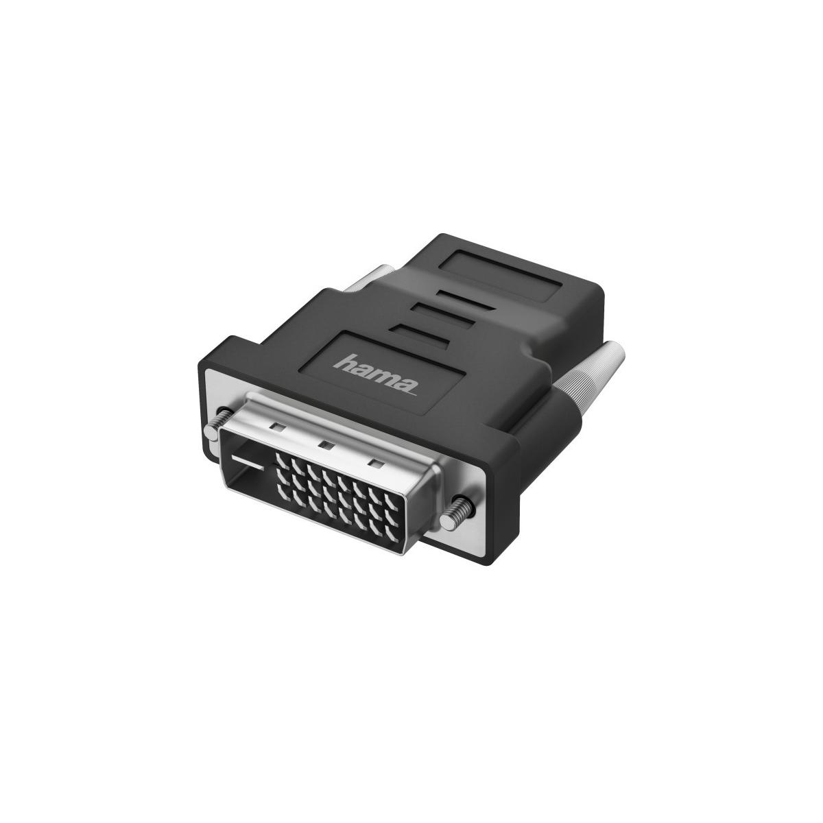 Un adattatore DVI a HDMI Hama nero con connettore argentato.