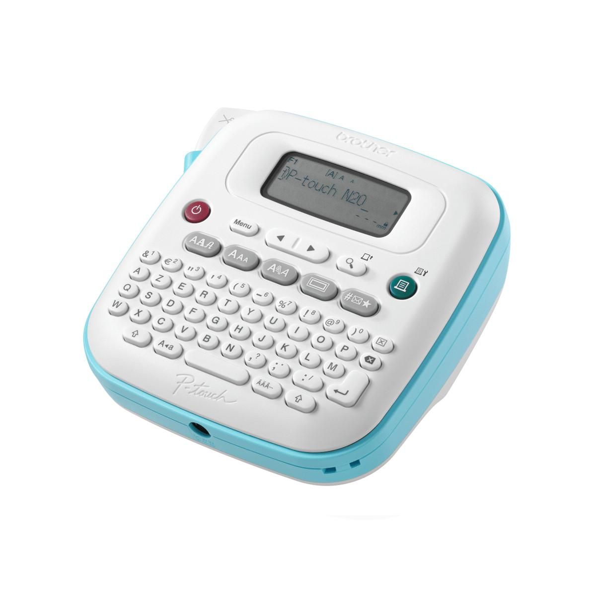 Brother P-touch N20 Etikettendrucker mit QWERTZ-Tastatur, Bildschirm und Tasten.