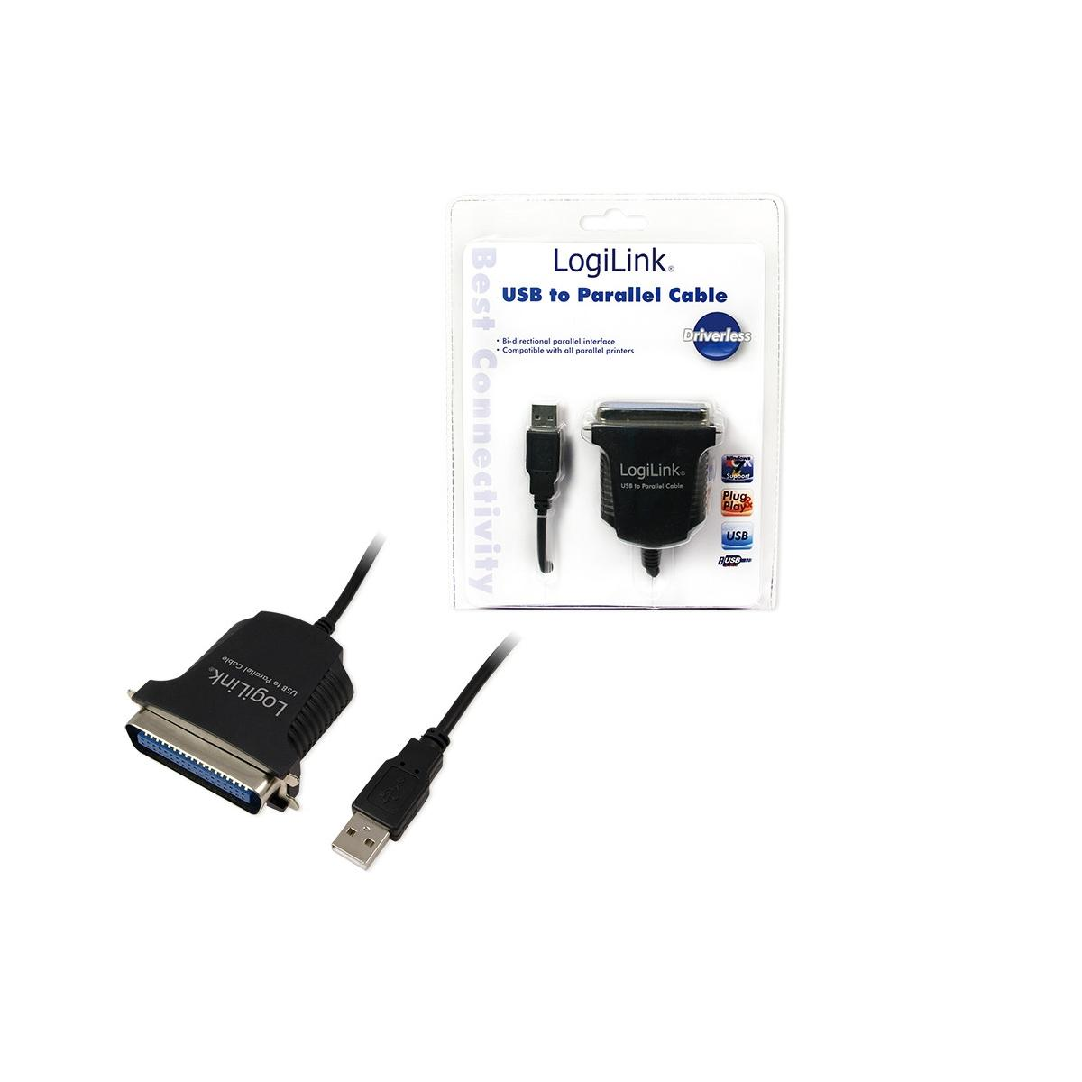 Cavo e adattatore LogiLink da USB a Parallelo, nero.