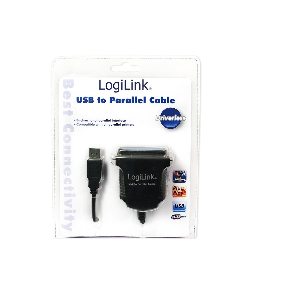 Cavo LogiLink USB a Parallelo, senza driver, bidirezionale, Plug & Play.