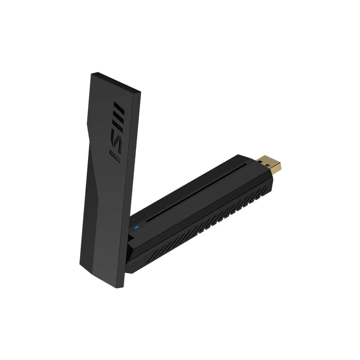 Black USB WiFi adapter with antenna and MSI logo.