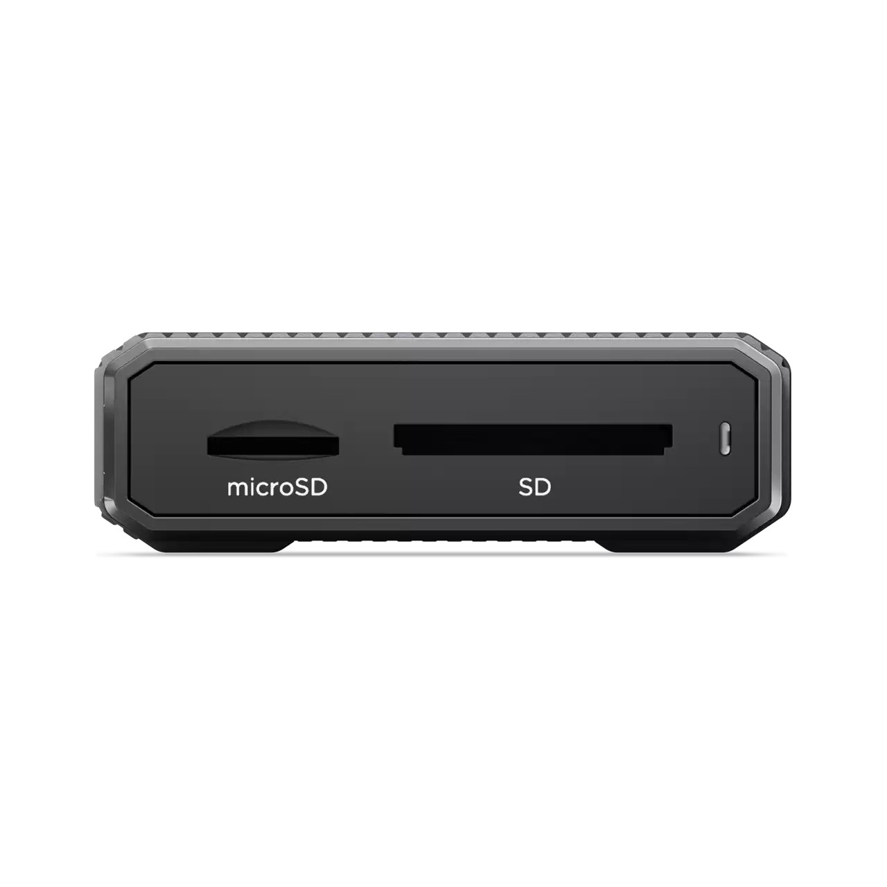 Ein schwarzer Kartenleser mit Steckplätzen für microSD und SD-Karten.