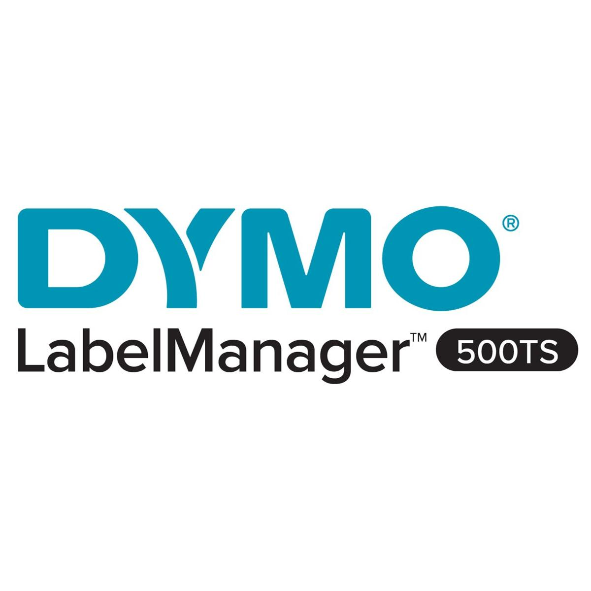 Logo DYMO LabelManager 500TS su sfondo bianco.
