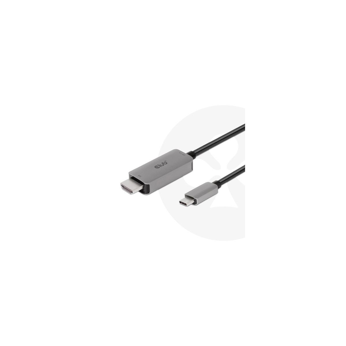 Cavo adattatore da USB-C a HDMI grigio con due connettori.