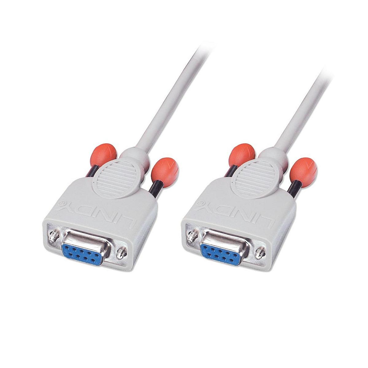 Due cavi VGA grigi con connettori blu e viti rosse su sfondo bianco.