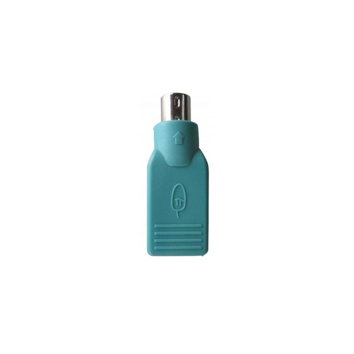Un adattatore USB color turchese con icona di mouse e frecce.