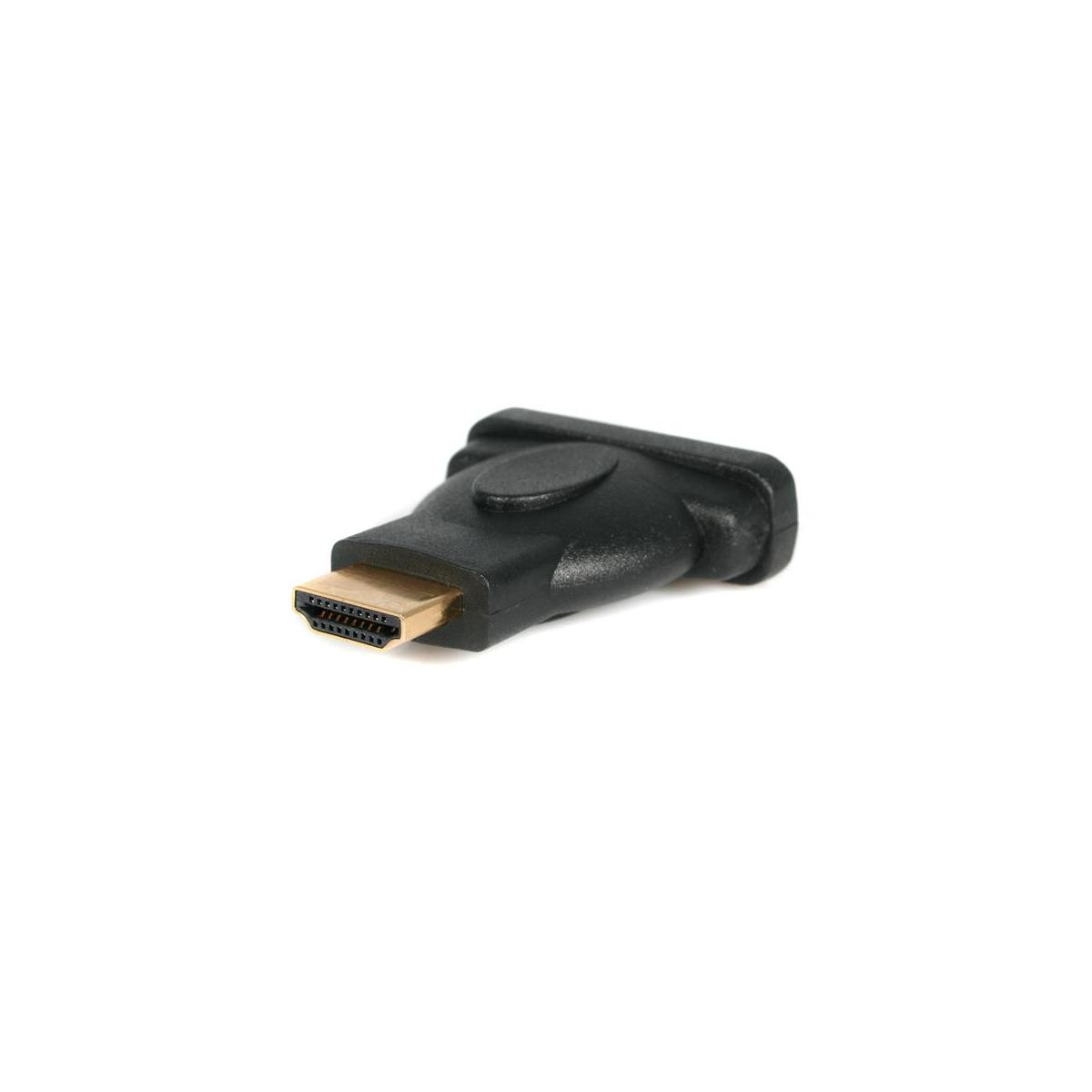 Ein schwarzer HDMI-Adapter mit goldenen Kontakten auf weißem Hintergrund.