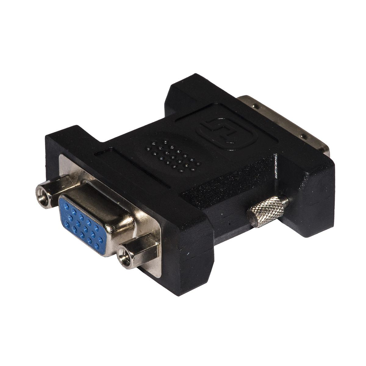 Ein schwarzer VGA-Adapter mit Schrauben zur Befestigung.