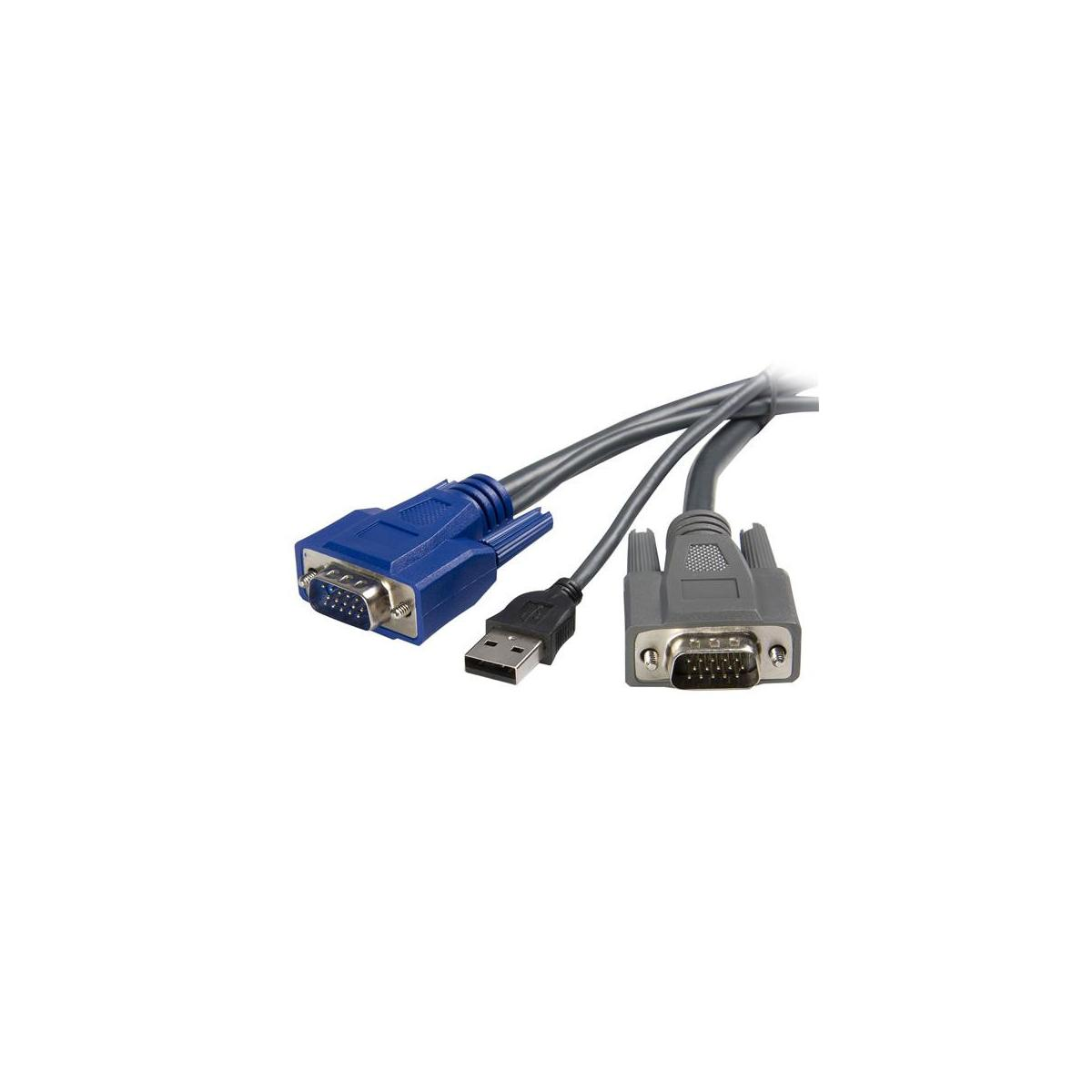 Zwei VGA-Kabel und ein USB-Kabel auf weißem Hintergrund.