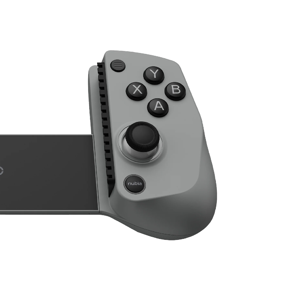 Controller di gioco grigio con joystick e pulsanti A, B, X, Y.
