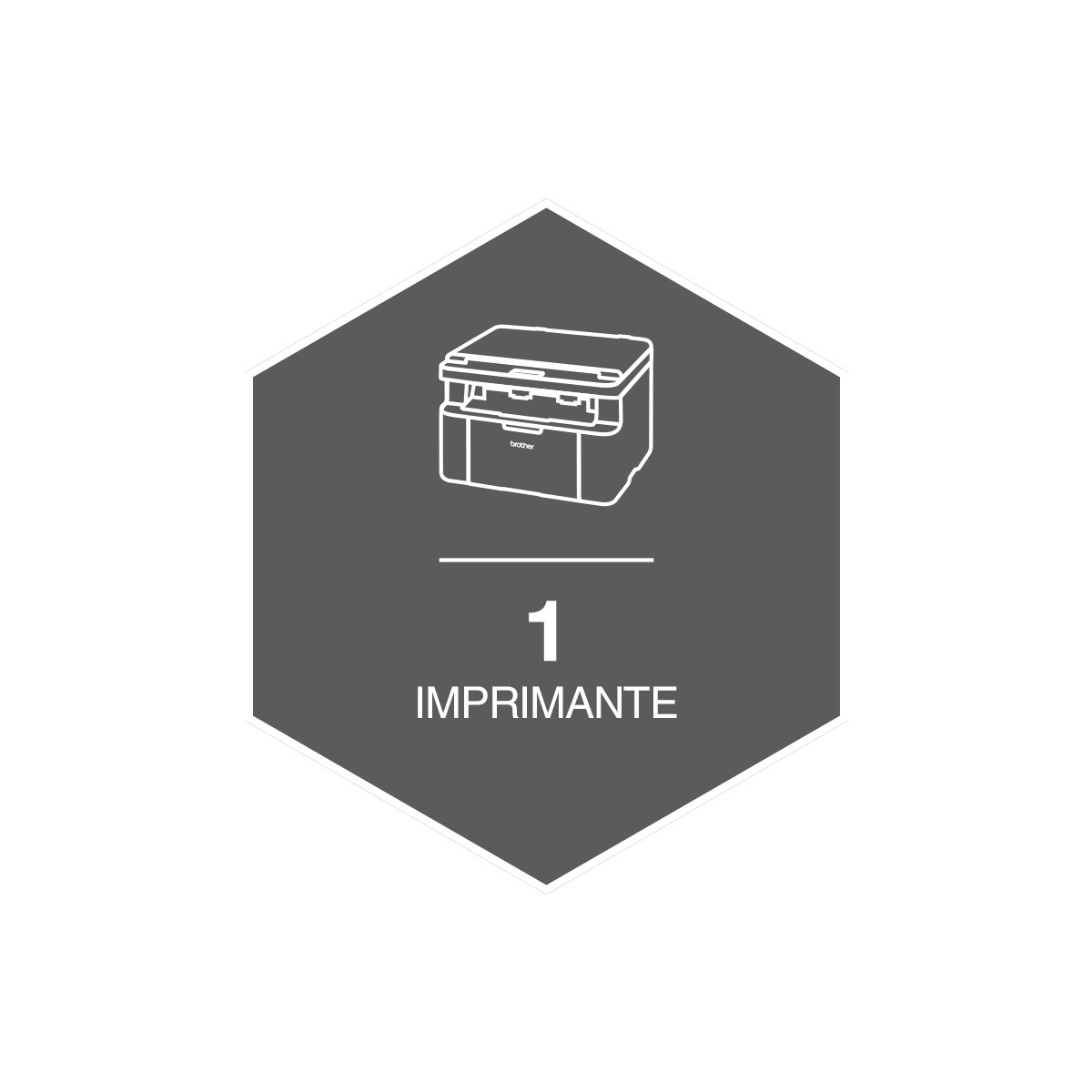 Een printerpictogram met het cijfer 1 en het woord IMPRIMANTE.