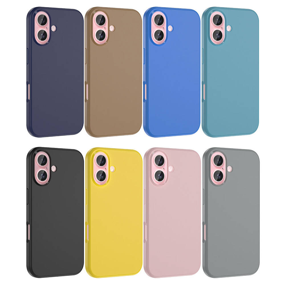 Sekiz renkli telefon kılıfı: lacivert, kahverengi, mavi, turkuaz, siyah, sarı, pembe, gri.