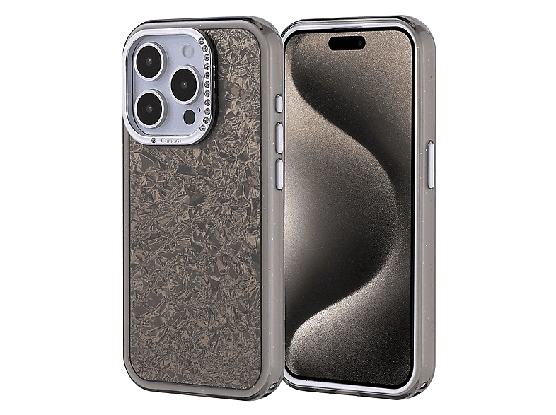 LOPARD iPhone 15 Pro Uyumlu Taşlı Tasarımlı Kapi Kapak Telefon Kılıfı Siyah