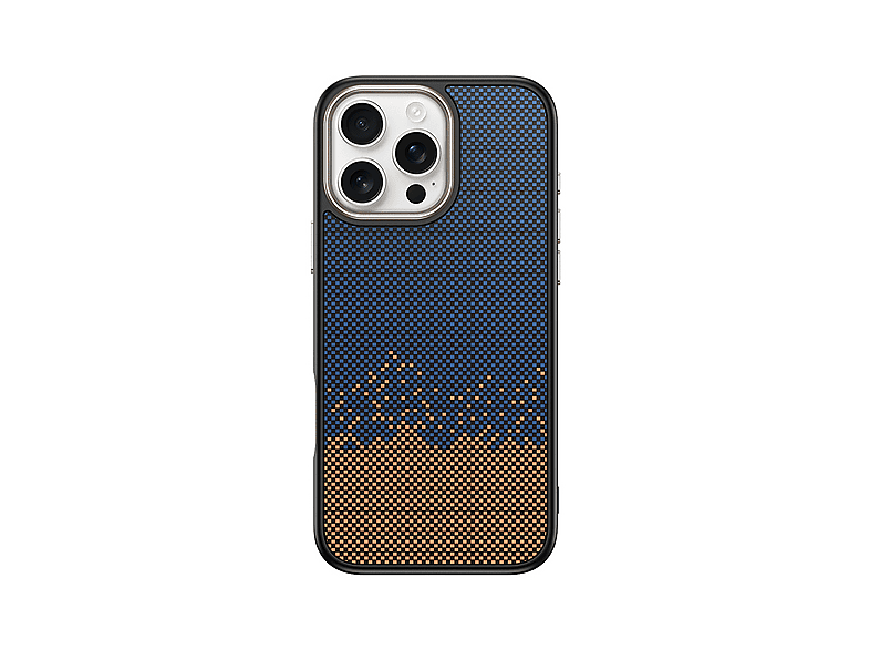 LOPARD iPhone 16 Pro Max Uyumlu Magsafe Şarj Özellikli Karbon Fiber Görünümlü Antina Kapak Telefon Kılıfı Mavi