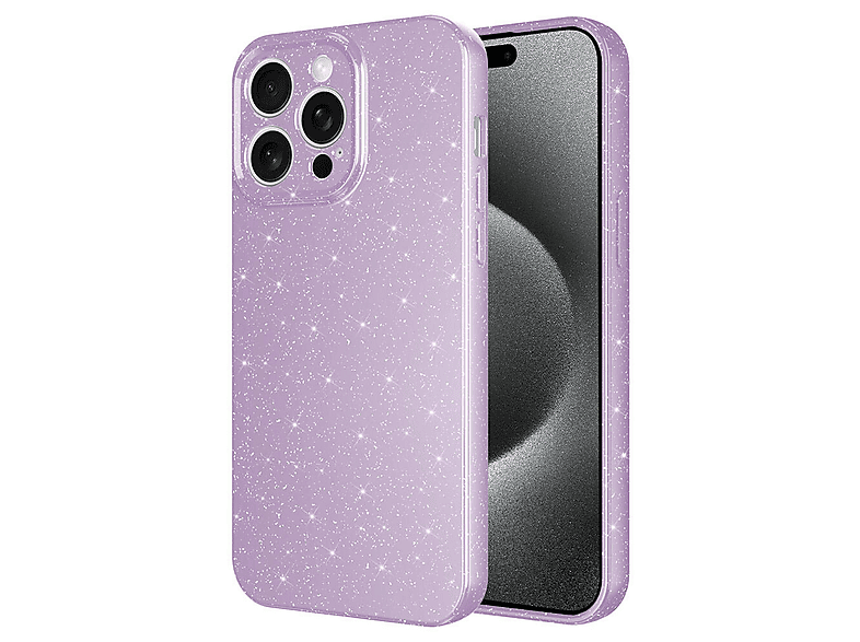 LOPARD iPhone 15 Pro Max Uyumlu Kamera Korumalı Simli Lüks Koton Kapak Telefon Kılıfı Lila