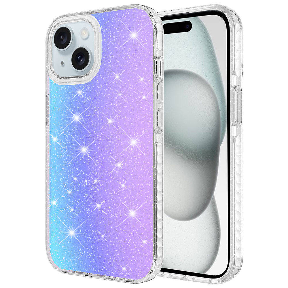 LOPARD iPhone 15 Uyumlu Parlak Renk Geçişli Velle Kapak Telefon Kılıfı Çok Renkli