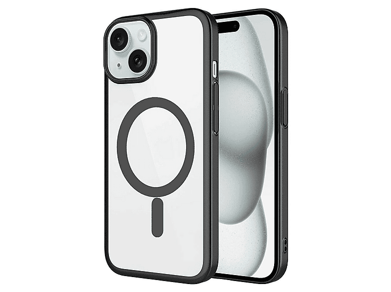 LOPARD iPhone 15 Uyumlu Wireless Şarj Özellikli Sert PC Mat Riksos Kablosuz Uyumlu Kapak Telefon Kılıfı Siyah