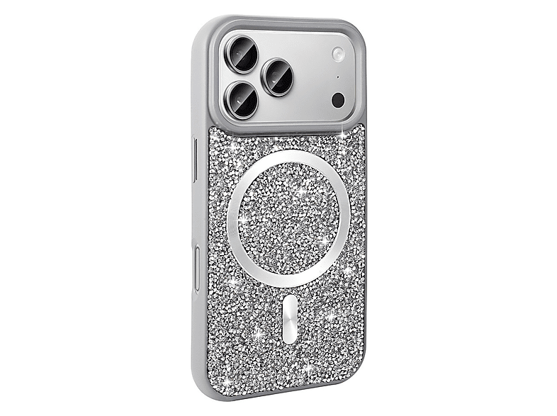 LOPARD iPhone 17 Pro Uyumlu Pırlanta Tasarımlı Mgsafe Şarj Özellikli Mozaik Silikon Kapak Telefon Kılıfı Çok Renkli