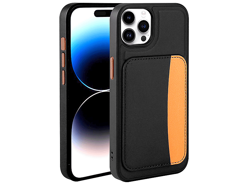 LOPARD iPhone 15 Pro Max ile Uyumlu Uyumlu Kartlıklı X-Kart Yumuşak Silikon Kapak Telefon Kılıfı Siyah