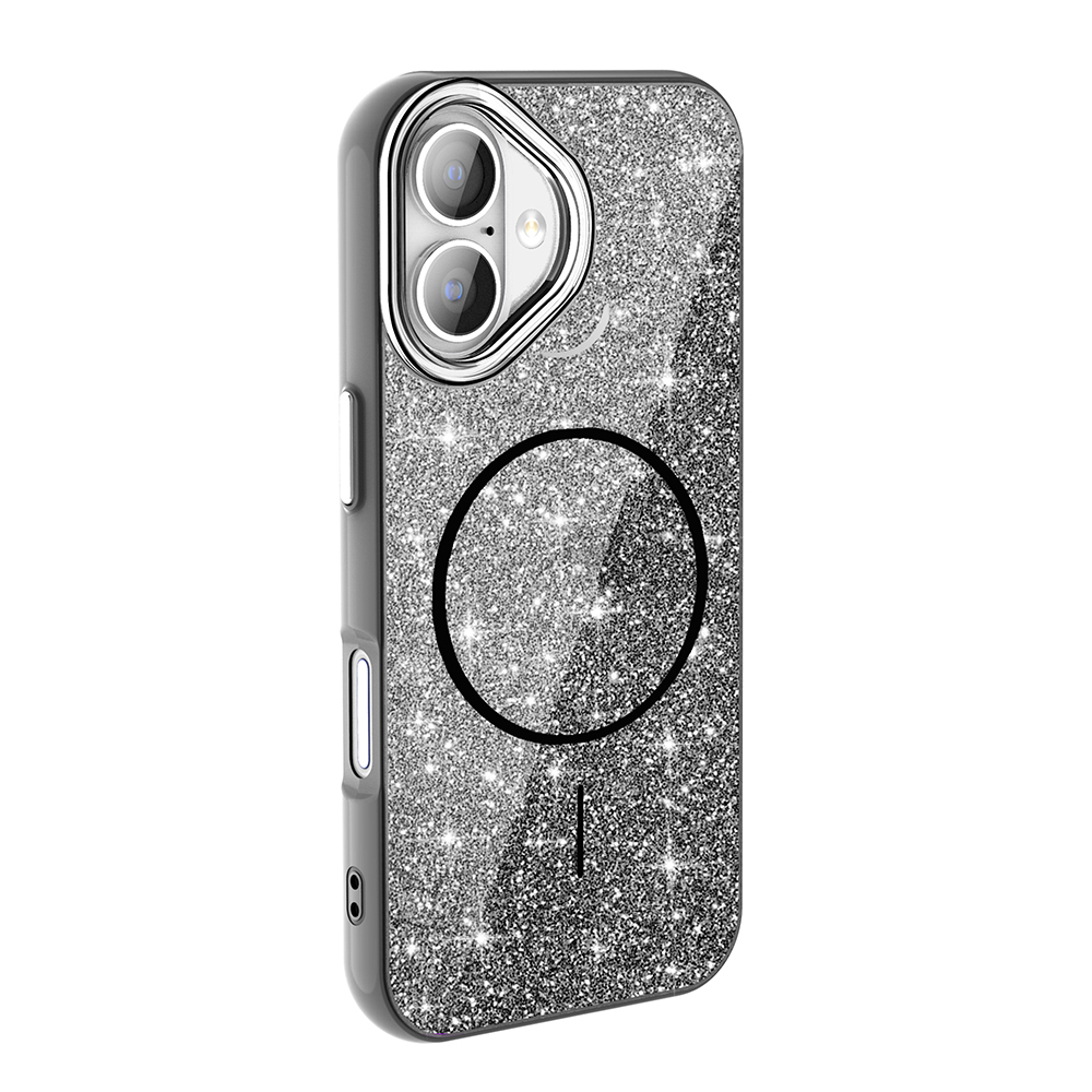 Arkada iki kameralı, manyetik halkalı ışıltılı telefon kılıfı.