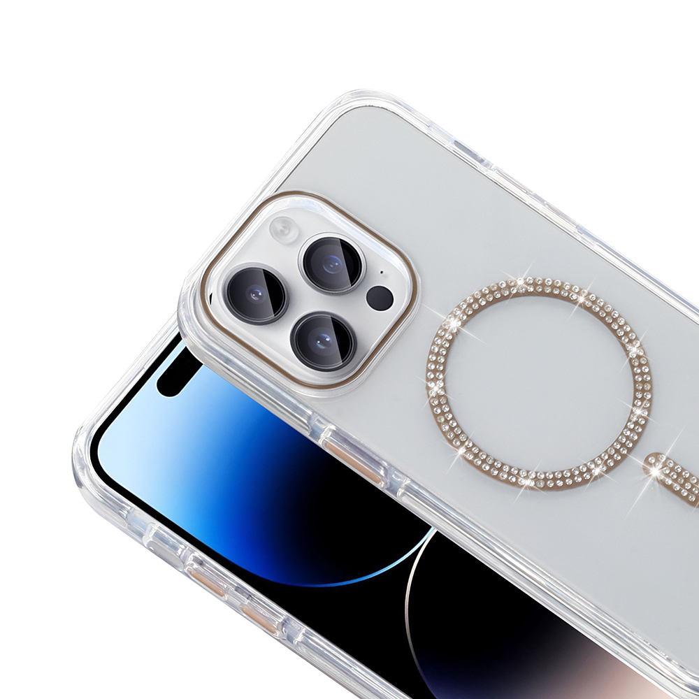 iPhone için simli halkalı şeffaf telefon kılıfı.