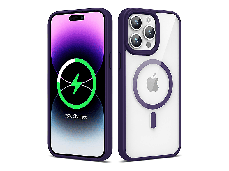 LOPARD iPhone 14 Pro Max Uyumlu Kablosuz Şarj Silikon Ege Kapak Telefon Kılıfı Derin Mor