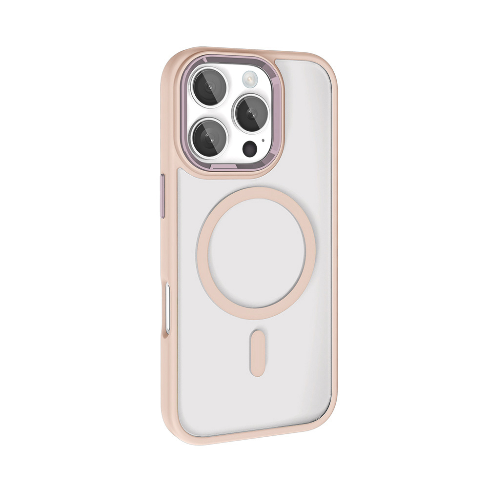 Şeffaf telefon kılıfı, rose gold çerçeveli ve kamera adalı.