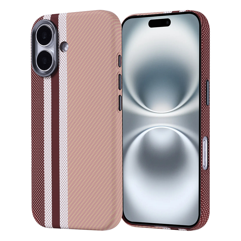 Açık ve koyu tabanlı, çizgili desenli iki telefon kılıfı.