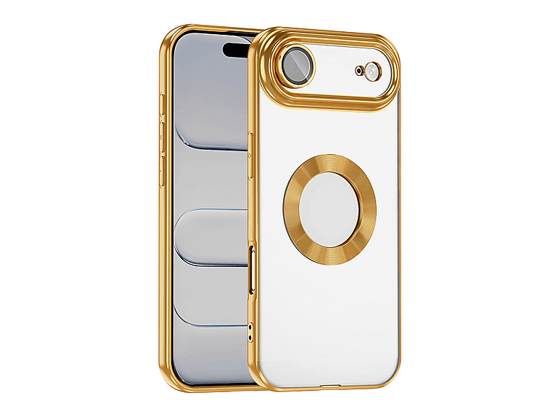 LOPARD iPhone 17 Air Uyumlu Kamera Korumalı Logo Gösteren Omega Kapak Telefon Kılıfı Altın