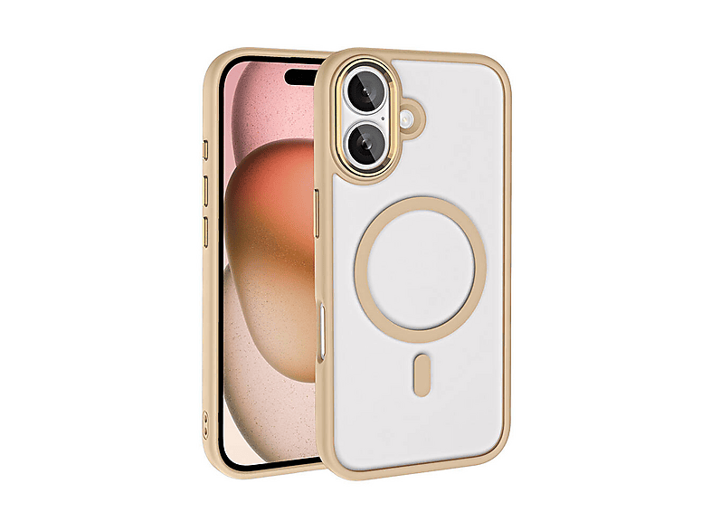 LOPARD iPhone 16 Plus Uyumlu Wireless Şarj Özellikli Krom Mgsafe Silikon Kapak Telefon Kılıfı Altın
