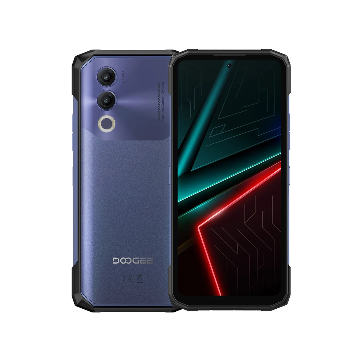 Uno smartphone viola con due fotocamere e una cornice nera.
