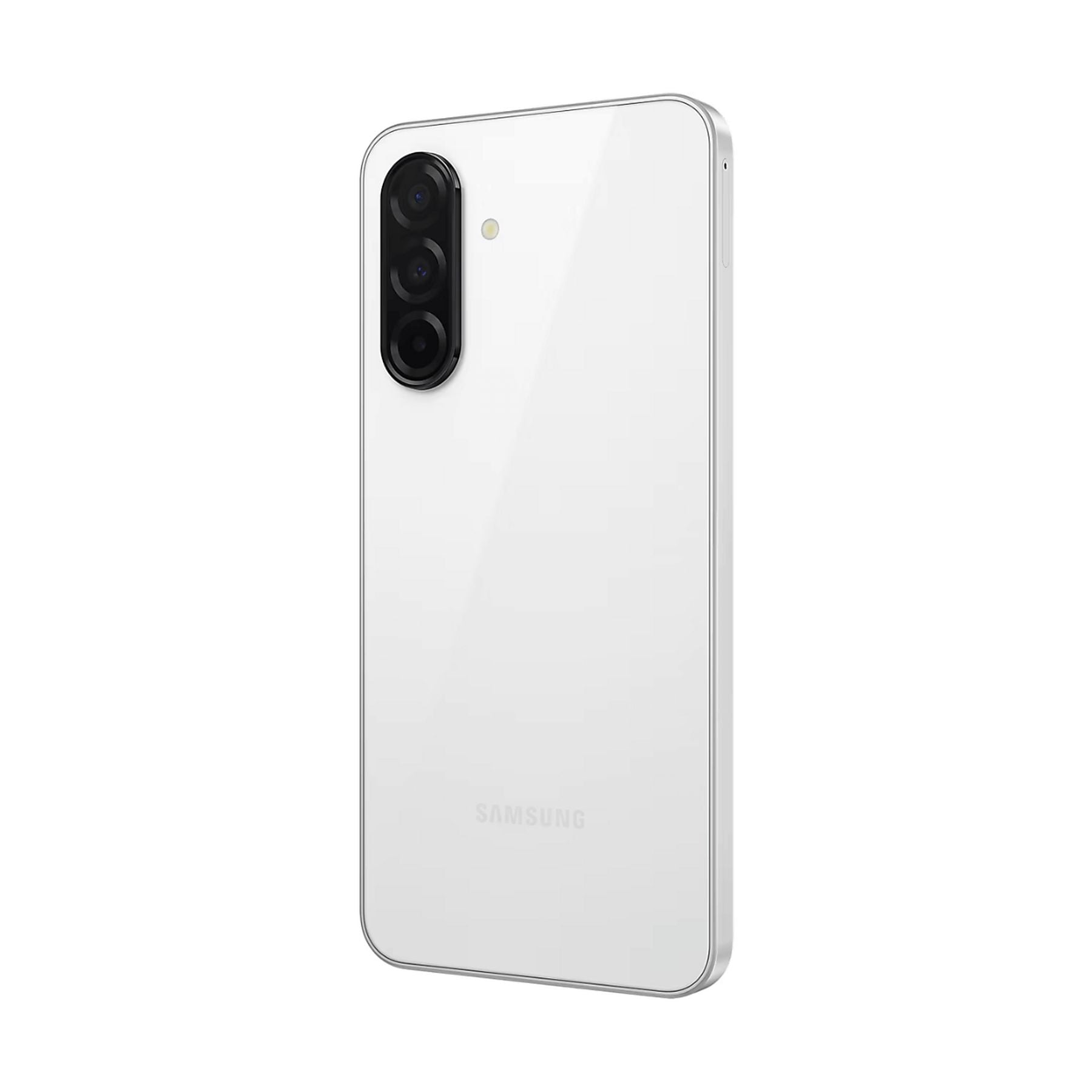 Retro di uno smartphone bianco con tre obiettivi e logo Samsung.