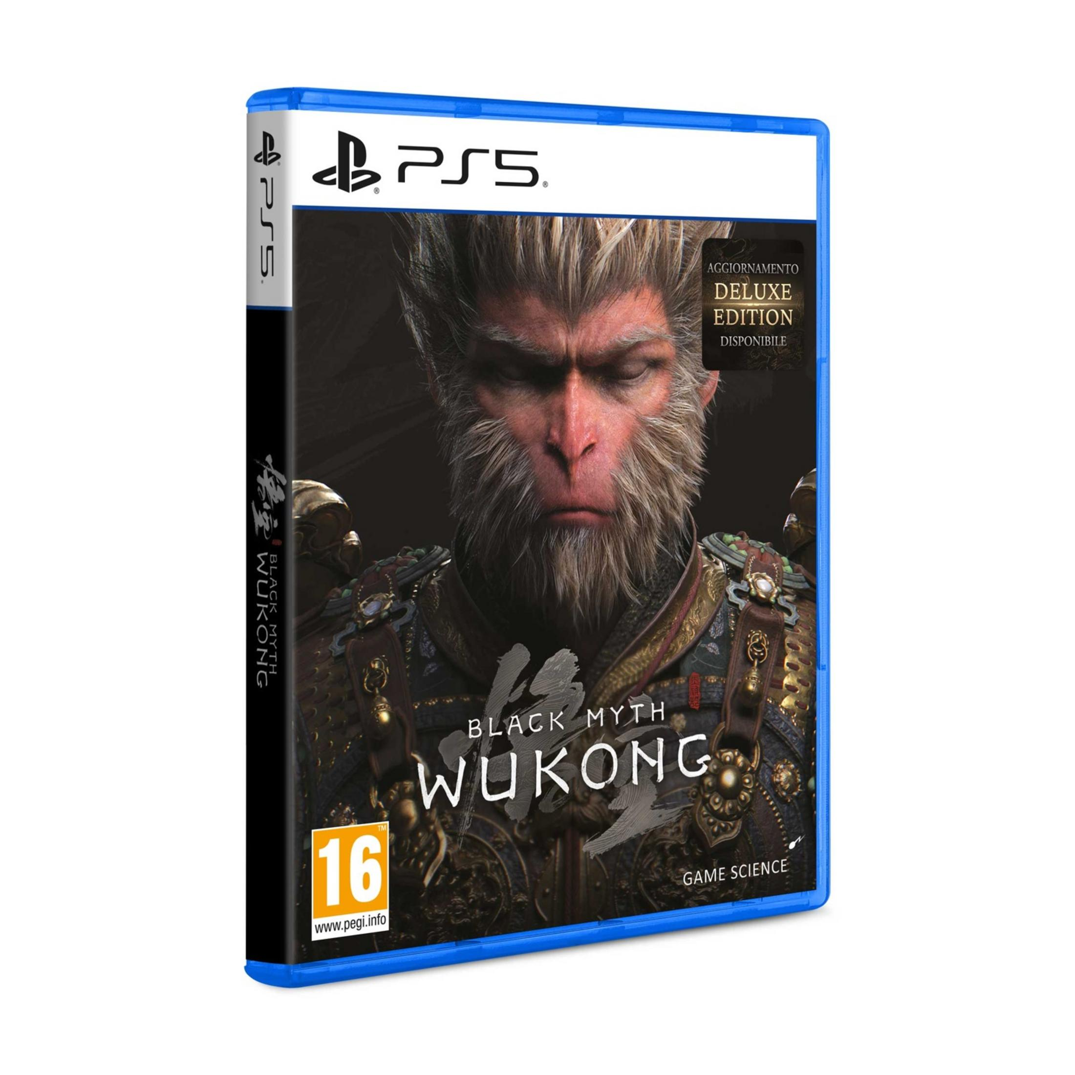 Custodia PS5 Black Myth: Wukong, con guerriero scimmia e classificazione PEGI 16.