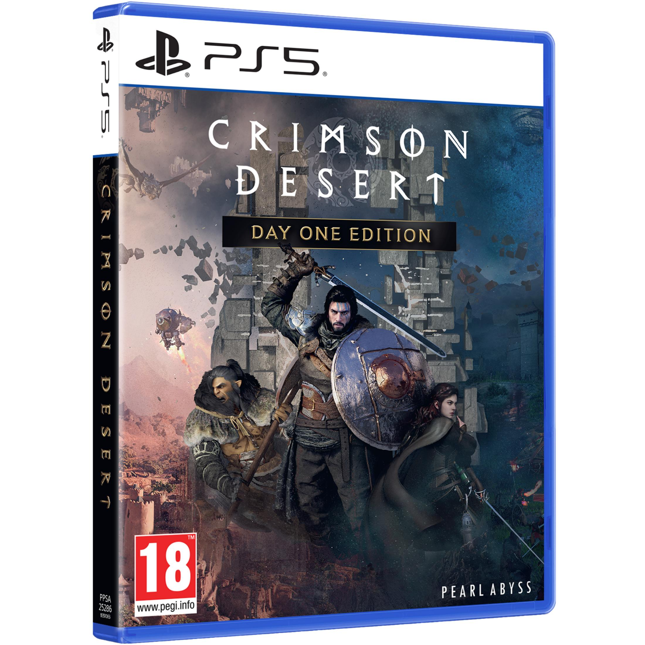 Custodia PS5 per Crimson Desert, Edizione Day One, con guerrieri.