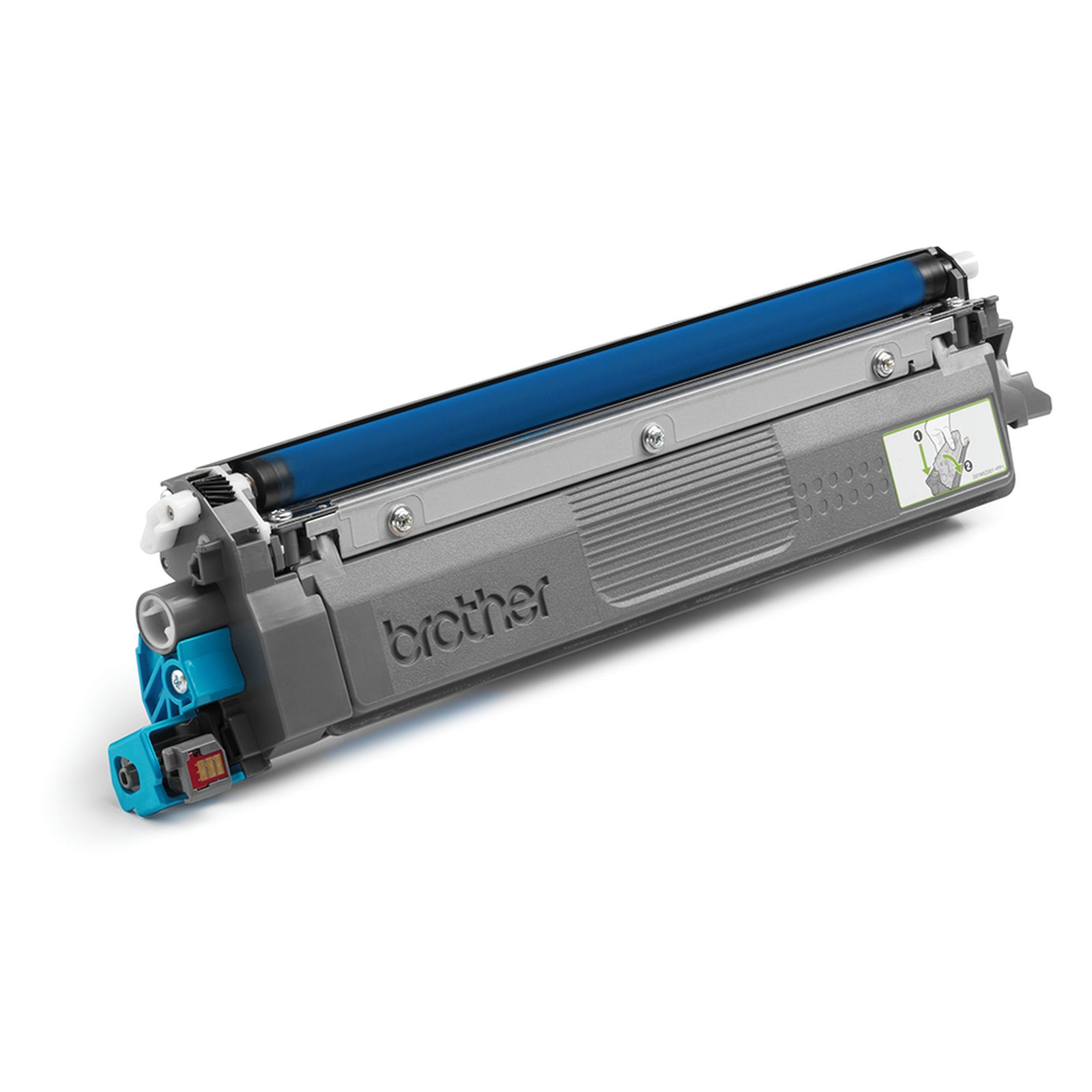 Gray Brother drum unit with blue roller and blue/red connectors.