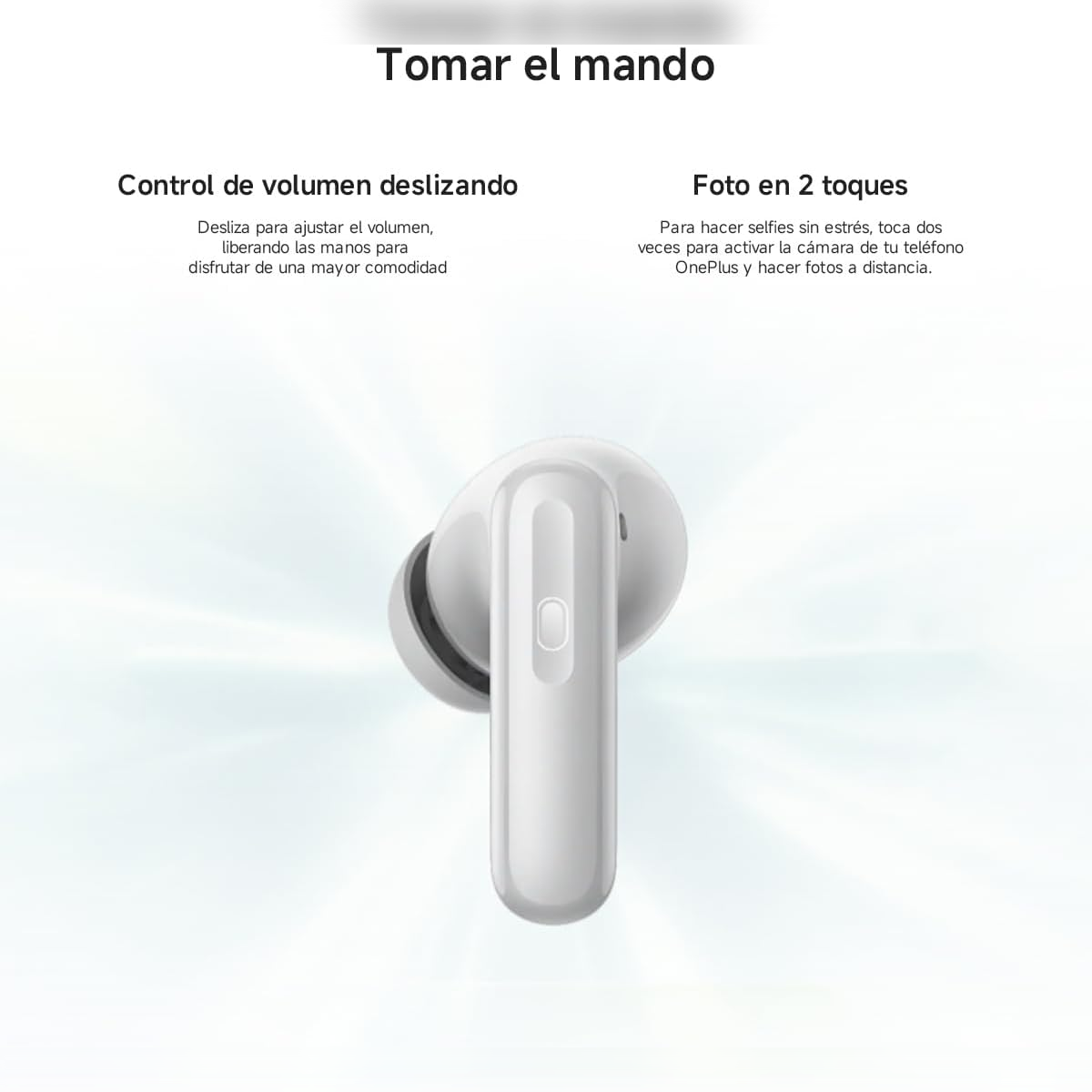 A white wireless earbud with a charging case on a light background.