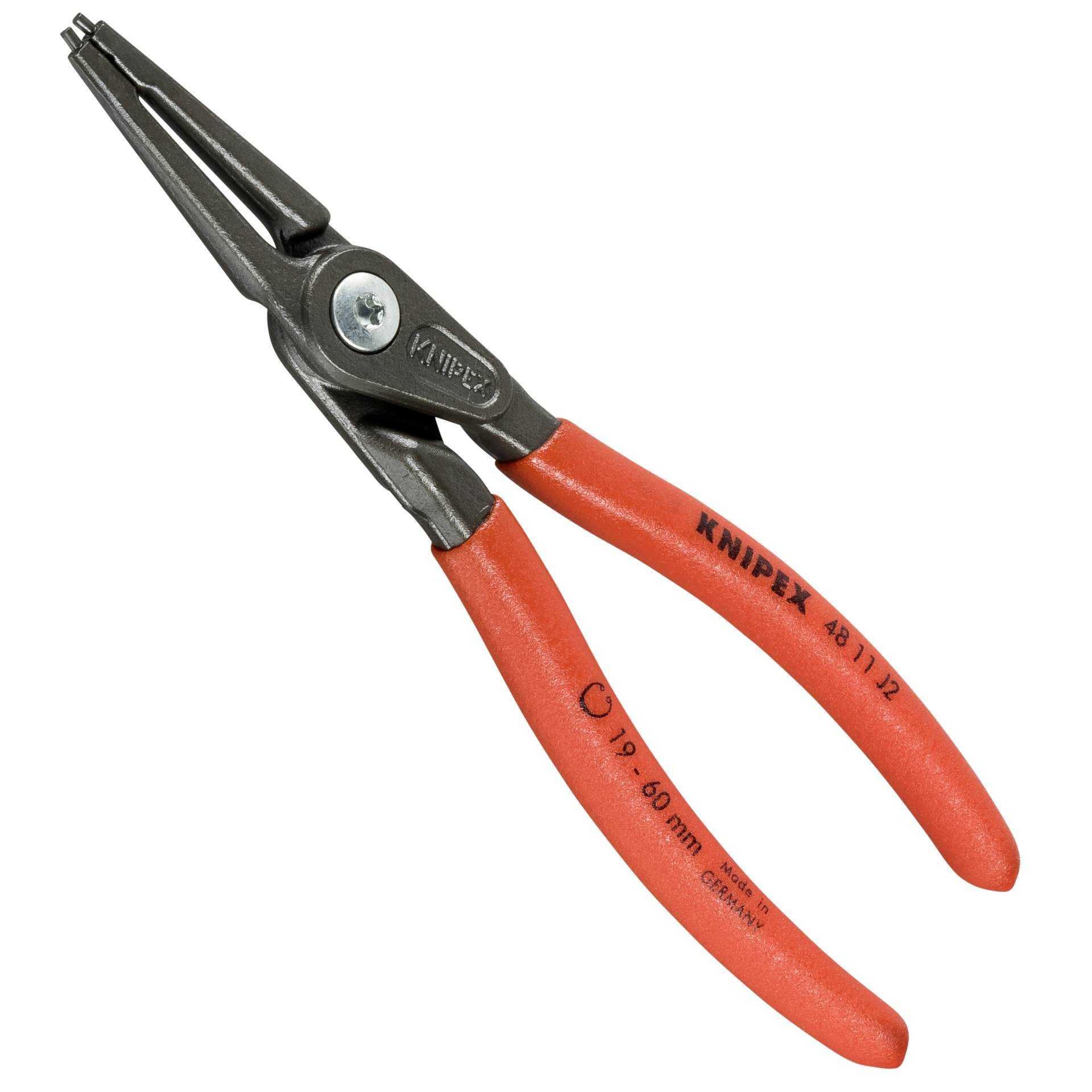 Alicates grises con mangos rojos, modelo KNIPEX 48 11 J2.