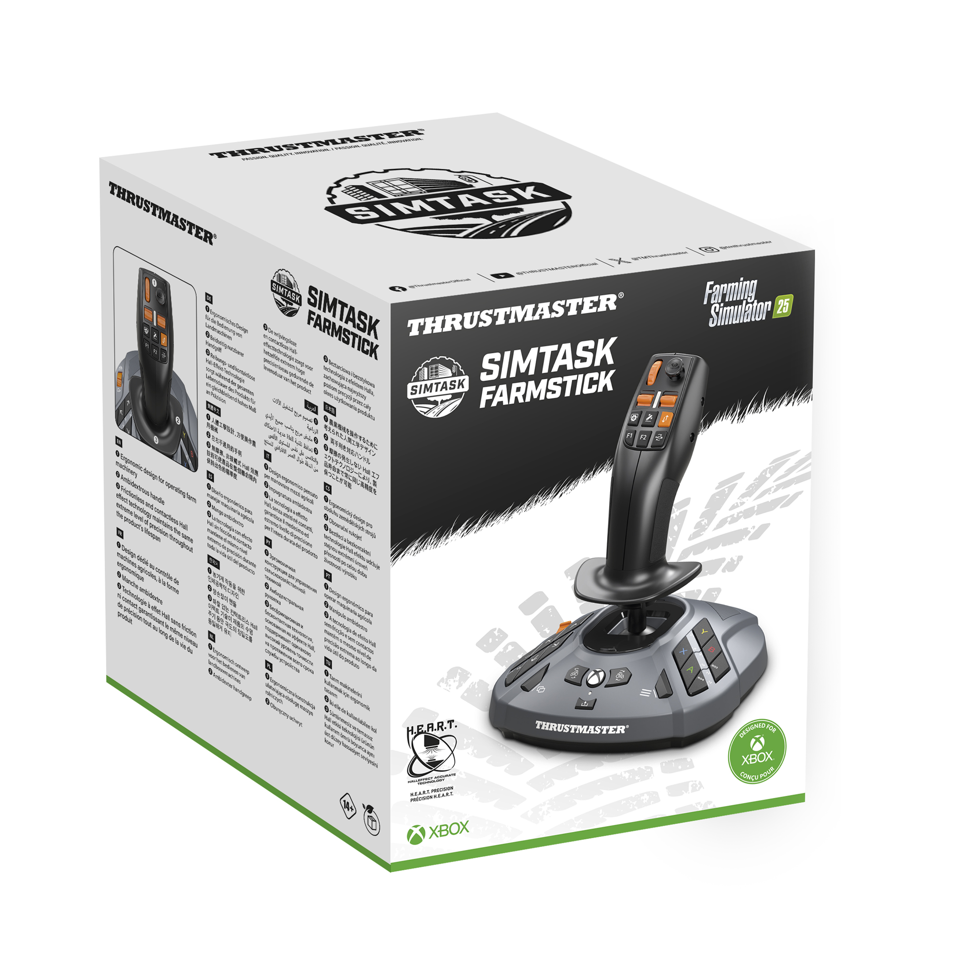 Thrustmaster SimTask Farmstick pour Farming Simulator 25, conçu pour Xbox.