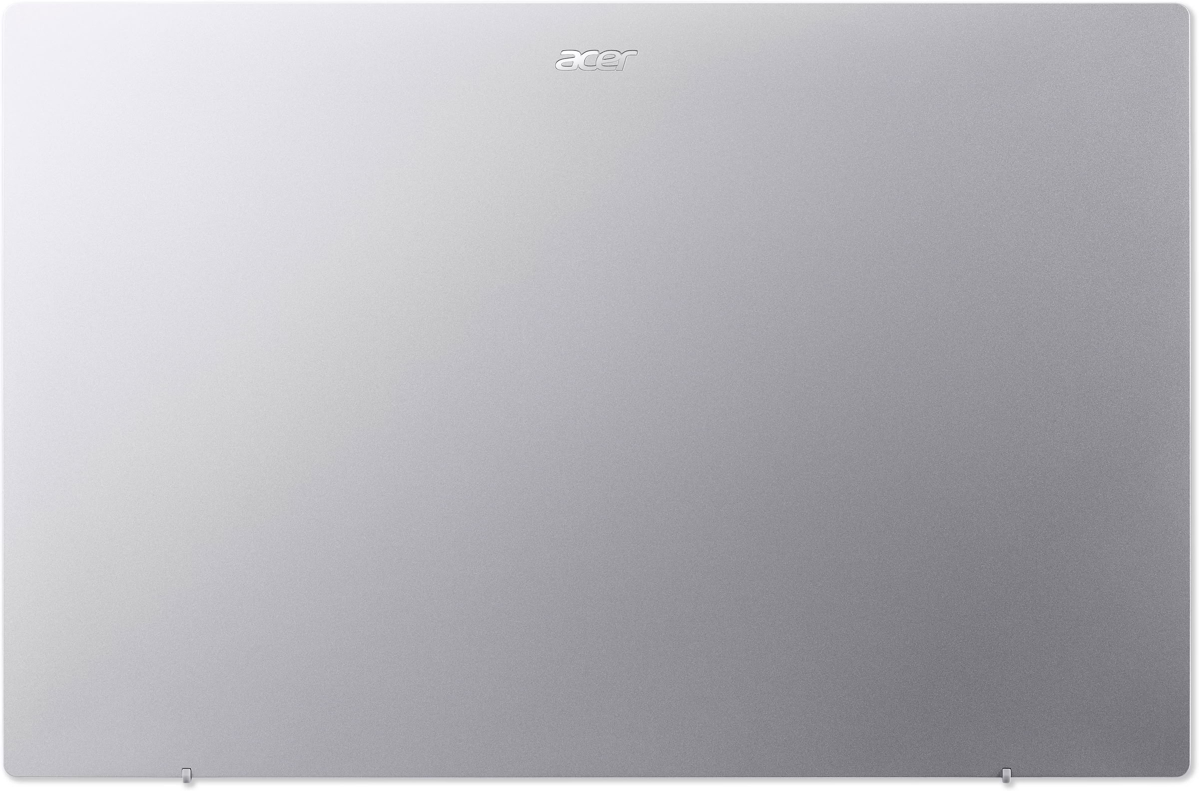 La parte superior plateada de un portátil con el logo de Acer centrado arriba.