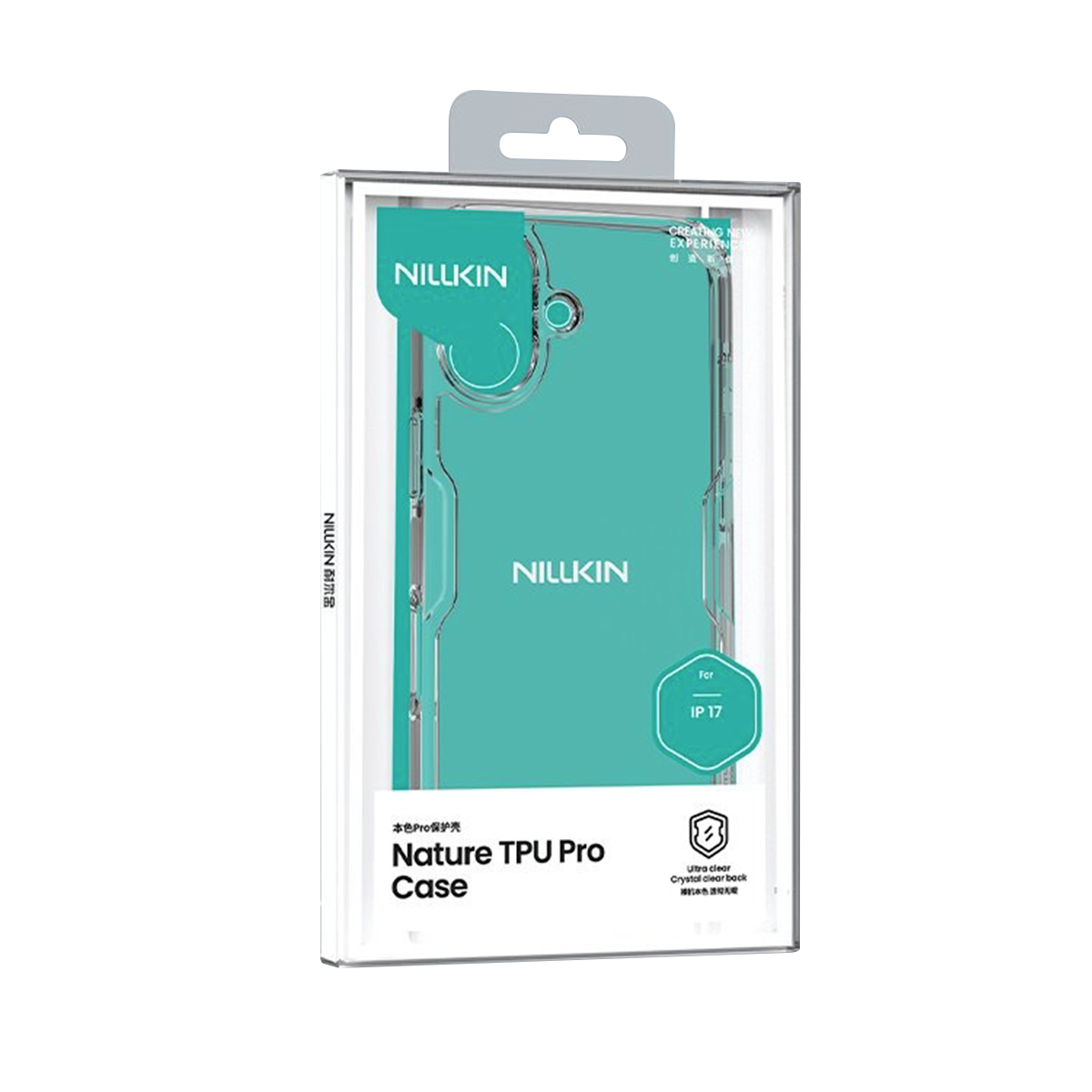 Nillkin Nature TPU Pro Hülle für IP 17, klar, in Verpackung.