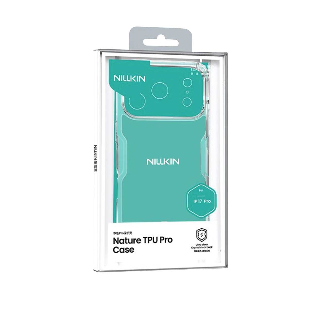 Verpackung für eine durchsichtige Handyhülle für das IP 17 Pro.