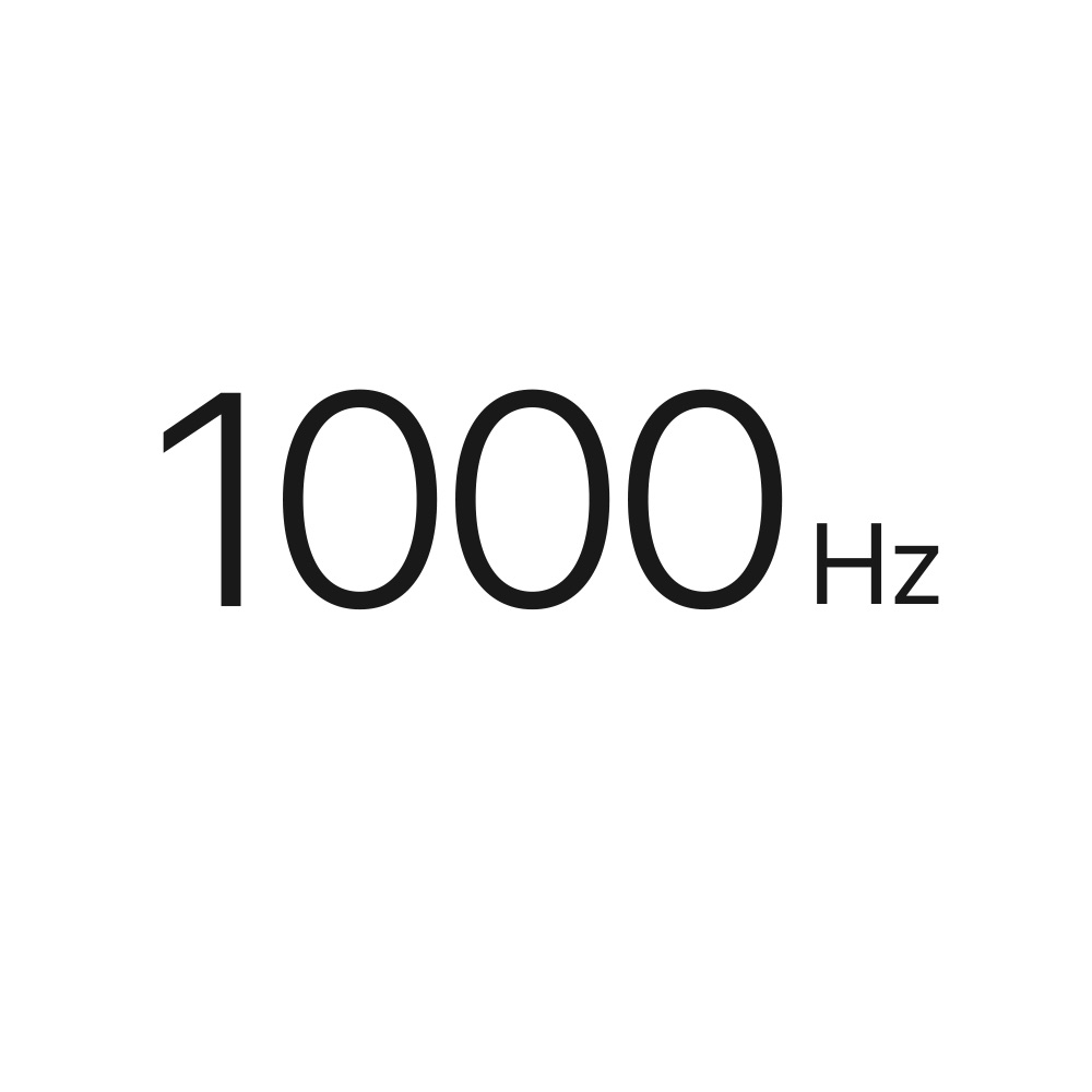 Liczba 1000 z jednostką Hertz (Hz) na czarno na białym.