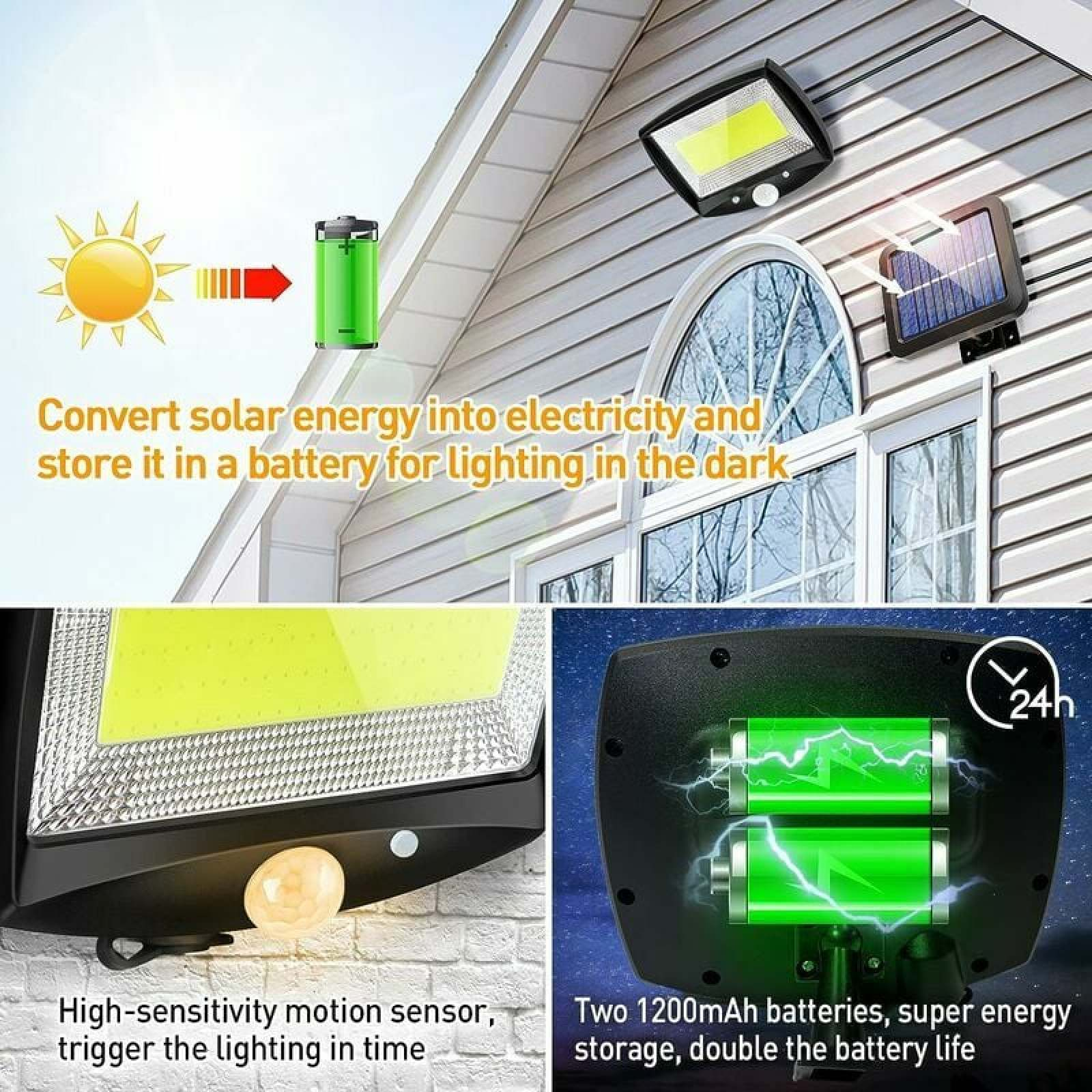 Solarleuchte mit Bewegungssensor und zwei 1200mAh Akkus.