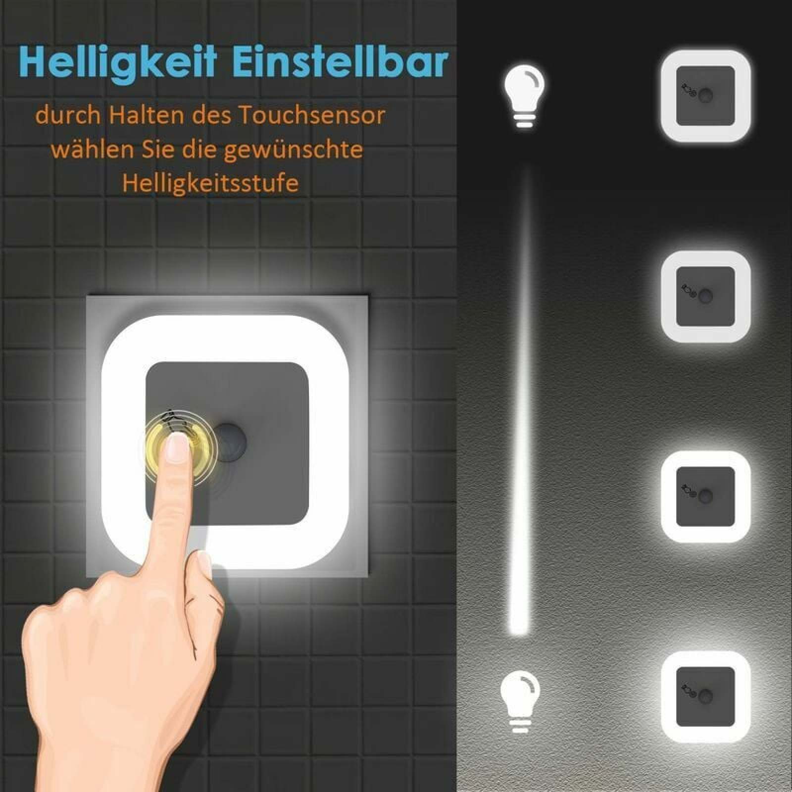 Ein Finger berührt einen Touch-Sensor auf einem beleuchteten Quadrat.